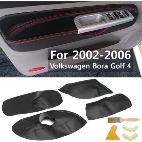4Pcs/Set Car Door Armrest Panel Microfibre Leather Cover Accessory Protective Interior For Volkswagen Bora Golf 4 2002-2006