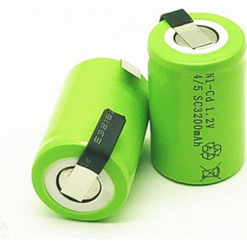 2PCS 4/5SC 1.2V rechargeable battery 3200mAh 4/5 SC Sub C Ni-CD cell with welding tabs for electric drill screwdriver