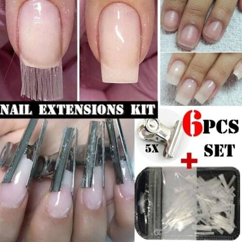 6Pcs/set Fiberglass for Nail Extension Fibernails Acrylic Tips Manicure Salon Tool Curvature Clips nail tips nail art lot