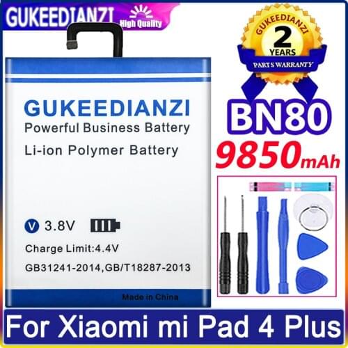 9850mAh GUKEEDIANZI for Xiao Mi Tablet Battery BN80 For Xiaomi Pad 4 Plus Tablet 4 4Plus Tablet4 Plus High Capacity Batteries