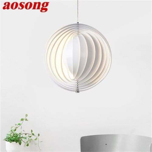 AOSONG Pendant Light Modern Creative White LED Lamps Fixtures For Home Decorative Dining Room