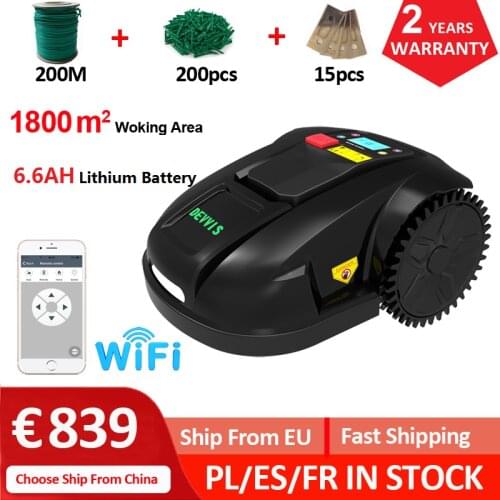 Europe Warehouse DEVVIS Automatic Robotic Lawn Mower E1800Twith 6.6ah lithium battery,Working Capacity 1800m2
