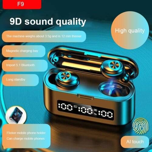 Wireless Headphones TWS 5.0 Bluetooth Earphones 2000mAh Charging Box Sport Waterproof 9D Stereo Earbuds Headsets with Microphone