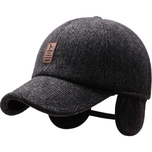 2020 New Winter Baseball Cap for Men with Earflaps Warm Dad Hat Thickened Cotton Snapback Caps Ear Protection Fathers Hats
