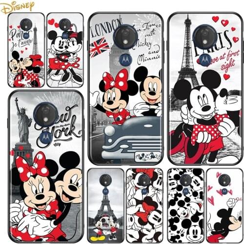 Mickey Minnie in London for Motorola G9 G8 G E7 E6 One Play Marco Hyper Fusion Stylus Power Edge Plus Black Phone Case
