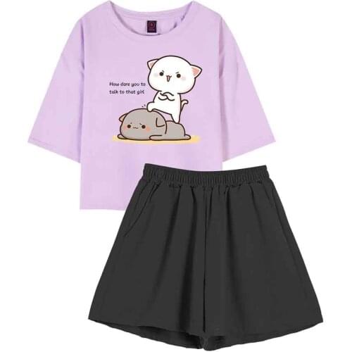 Sleepwear Set Sexy Pajamas for Women Two Piece Suit Women Shorts Suit Female Milk Bear Print Set with Shorts Fashion Ladies