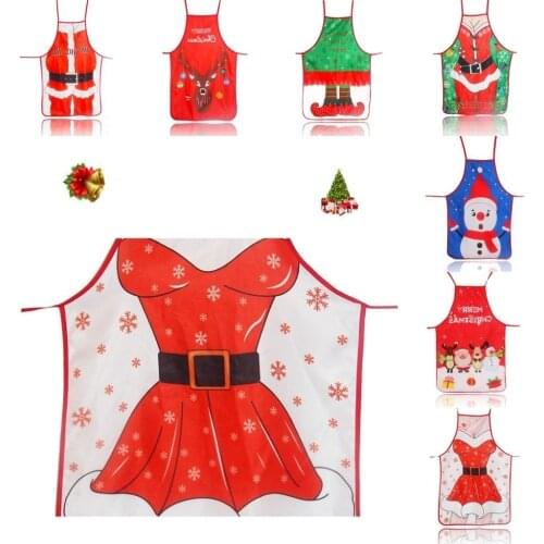 Christmas Sleeveless Apron Cotton Linen Kitchen Aprons Women Home Cooking Baking Waist Bib Pinafore