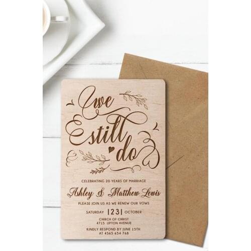 Personalized Wood Marriage Wedding Invitation - Custom Name Date