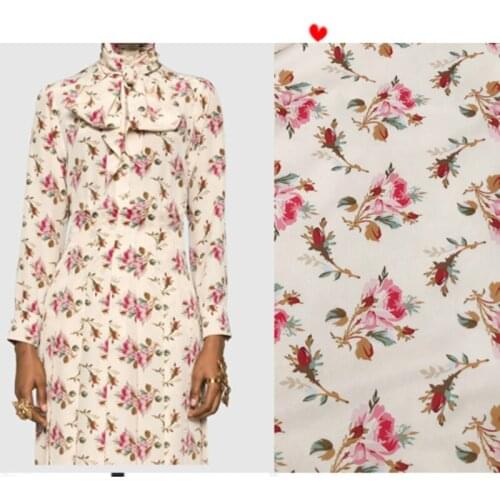 Custom production printed polyester crepe fabric cloth 147 cm width Brand fashion clothing dress fabric wholesale