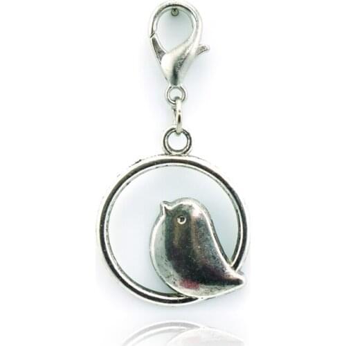 JINGLANG New Arrival Ancient Silver Plated Birds Charm Wholesale Fashion Charm Jewelry Accessories Free shipping DZ8513