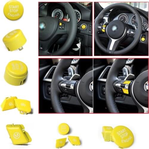 For BMW X3 X4 X5 E90 E92 E70 E60 E89 F10 F15 F30 M3 M4 Z4 Engine Start Stop Button Steering Wheel Yellow Switch Car Accessories
