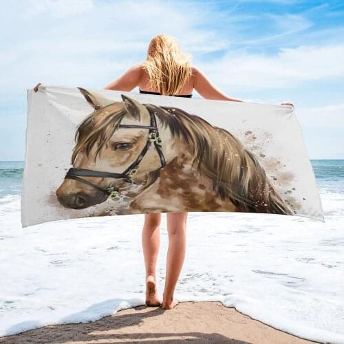 Horse Brown Watercolor Beach Towel Luxury Quick-dry Microfiber Bath Towels Yoga Mat Sport Swimming Towels