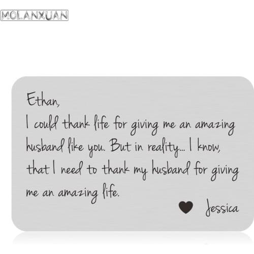 Wallet Insert Card Valentines Day Gifts for Men Husband From Wife Girlfriend Boyfriend Birthday Gifts for Him Groom Bride