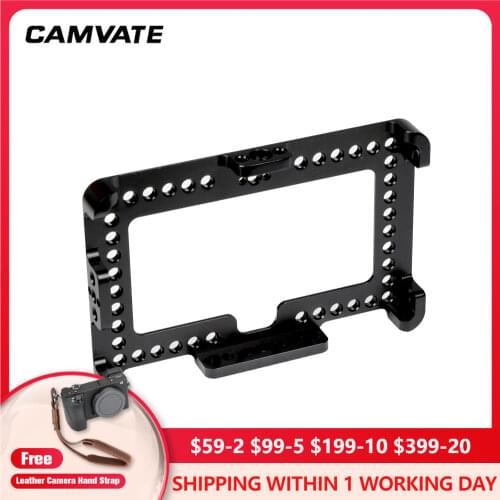CAMVATE Monitor Cage Bracket With 1/4"-20 Mounting Holes Designed For FeelWorld F6 Plus /Andycine A6 Plus 5.5" On-Camera Display