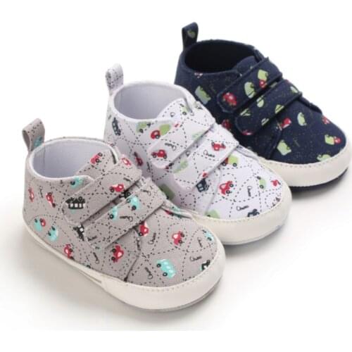 Newborn Baby Boy Shoes Cartoon Print Classic Canvas Sneaker Cotton Baby Girls Boys Toddler Non Slip Fashion Shoes 0-18M