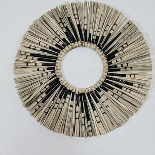 Round Natural Rattan Wall Mirror Wicker Wicker Frame Decorative Hanging Makeup Mirror Ideal for Home Hanging Decoration