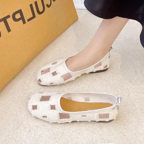 Summer Womens Breathable Mesh Womens Single Shoes Lace Hollow Soft Bottom Womens Shoes Flat Peas Shoes Pregnant Women Shoes