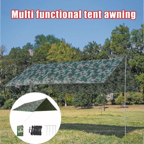 Multi-function Tent Tarp Waterproof Heavy Duty Shade Sail Sun Canopies Outdoor 118x118 Inches for Travel Camping ASD88