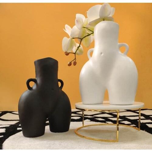 Tabletop Vase Body Art Bust Statue Ceramic Vases Crafts Figurines Resin Flower Arrangement Home Decoration Accessories Modern