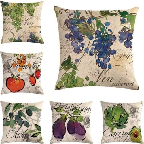 Watercolor Fruit Pillowcase Vegetables Home Decoration Square painting Cushion Cover 45x45 cm Throw Pillow Cover For Sofa
