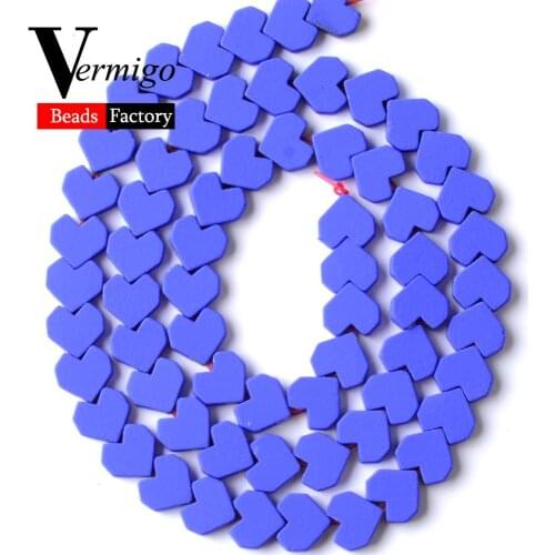 Wholesale 8mm Blue Heart Shape Nanotech Rubber Hematite Minerals Beads For Jewelry Making Spacer Stone Beads Diy Bracelets 15