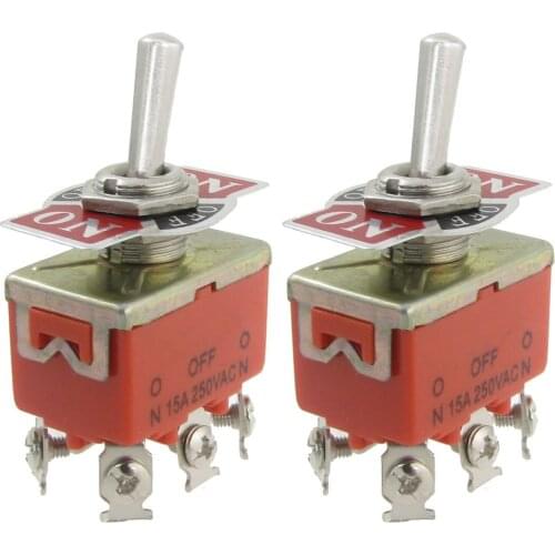 2 Pcs AC 250V 15A Amps ON/OFF/ON 3 Position DPDT Toggle Switch