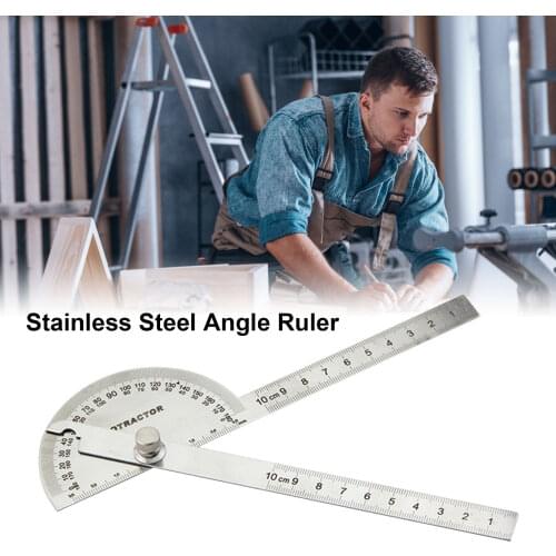 VAHIGCY 180 Degree Adjustable Protractor Multifunction Stainless Steel Roundhead Angle Ruler Mathematics Measuring Tool 2021