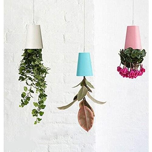 Pink Blue Upside Down Planter Hanging Flower Plastic Ceramic Plant Pot for Home Indoor Outdoor Decoration Gardening Supplies
