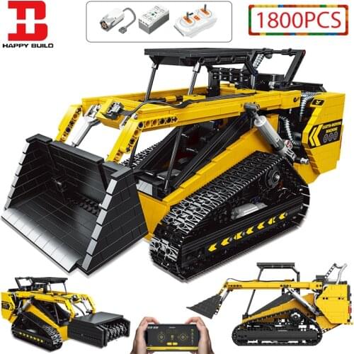 Happy Build City Technical APP RC Engineering Vehicle Building Blocks Remote Control Excavator Loader Bricks Car Toys For Kids