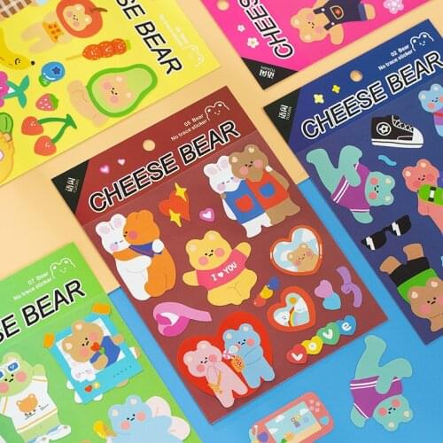 Diy Cute Bear Ice Cream Strawberry Box Gift Stickers Adhesive Scrapbook Paper Album Diary Decoration Craft Sticker