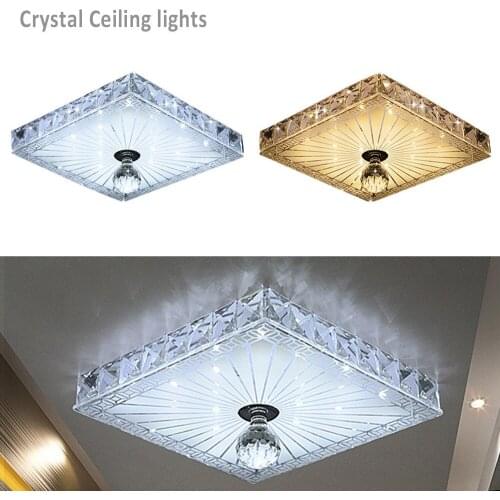 Modern Crystal LED Flush Aisle Ceiling Lamp Ceiling Light Fixture Lighting Chandelier Square 12W Corridor Porch Balcony Lamp