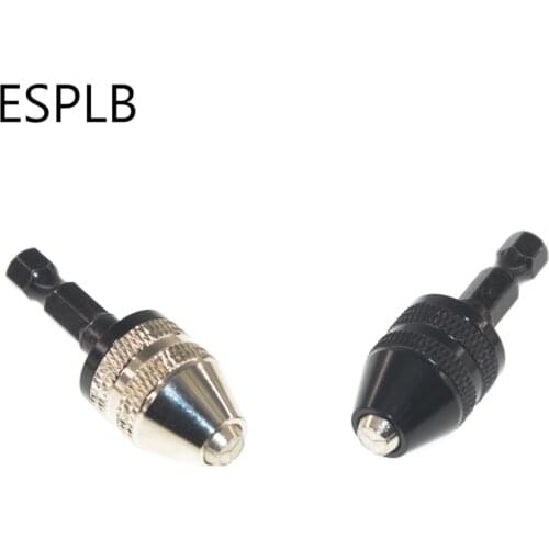 ESPLB Aluminum Alloy 0.3-3.6mm Mini Keyless Drill Bit Chuck Screwdriver Adapter 1/4" Hex Shank Milling Cutters with Quick-change