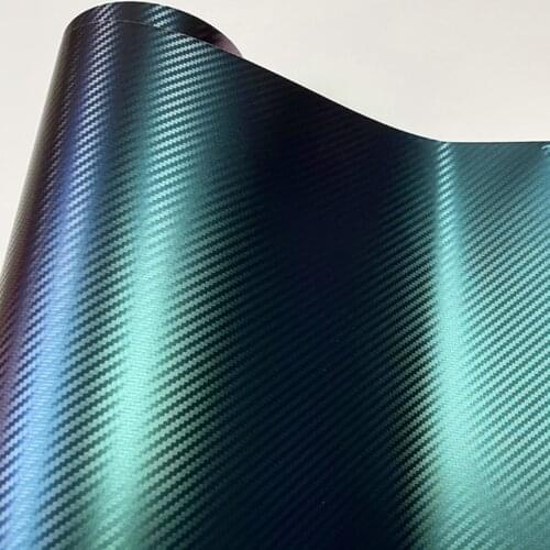 50cm*152/200/300/500CM Chameleon 3D Carbon Fiber Vinyl Film Wrap Car Styling Change Color Green to purple