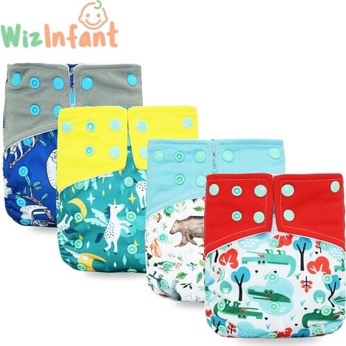 WizInfant New 1 Pc Arrival Print Fralda Ecologica Suede Cloth Inner Waterproof Cloth Diaper Waterproof Baby Pocket Diaper