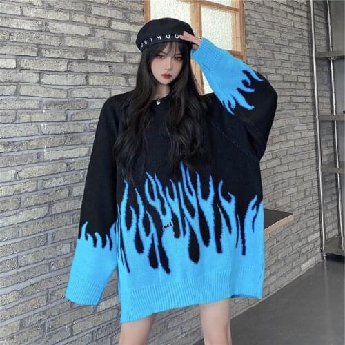 Women Pullover sweater outer wear knit sweater autumn and winter new fashion loose top Y553