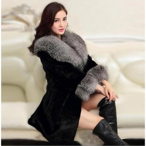 Plus Size Women Black Furry Faux Fur Coat White Thick Warm Coat Outerwear Autumn Winter Plush Teddy Shaggy Coat Jackets Overcoat