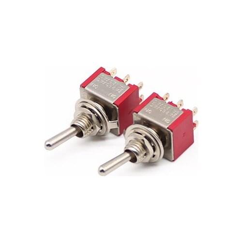 10Pcs Toggle Switch 6MM Red 6Pin 3File MTS-203 Rocker switch 2A 250V 5A120V ON-OFF-ON