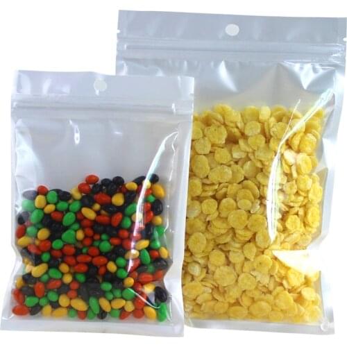 1000PCS White/Clear Self Seal Zipper Plastic Retail Packaging Pack Poly Bag Ziplock Zip Lock Storage Bag Package Bag Hang Hole