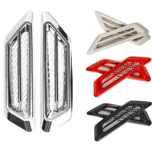 2pcs Air Flow Fender Side Vent Decoration Sticker Plastic Chrome Car SUV Decoration Universal