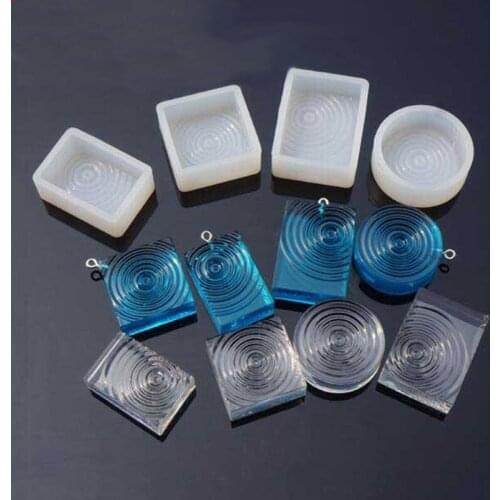 4Pcs DIY Water Ripple Clear Silicone Molds Epoxy Resin Sea Wave Necklace Pendant Casting Molds Kit Jewelry Making Tools
