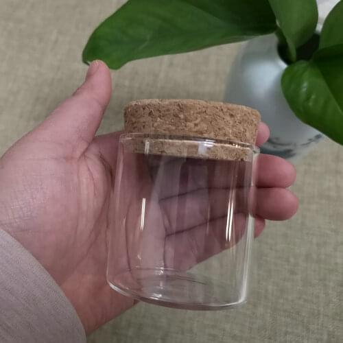 6pcs/lot 57x60mm 80ml Wide Test Tube With Corks Storage Bottle Wishing Bottles Tea Flower Glass Bottle for Lab or Wedding gift