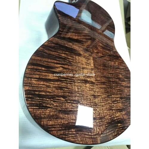 FIN V Body Acoustic Guitar,African Flame Mahogany Back and Sides. Solid Spruce Top,Top Quality,EXP-16 Strings,Free Shipping