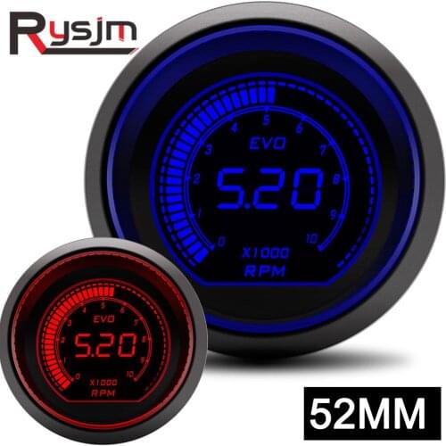 Car Tachometer Auto 12V 52mm 2" 2 Colors Red Blue Universal Auto Digital Tachometer Gauge 0~10000 RPM Meter LED Hour counter