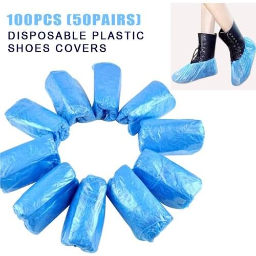 100 PCS Plastic Disposable Shoe Covers Rainy Day Cleaning Overshoes Waterproof Protective #734