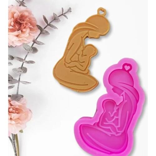 Epoxy Resin Mold Glossy Breastfeeding Mother Keychain Silicone Mould DIY Crafts Polymer Jewelry Necklace Making Tool