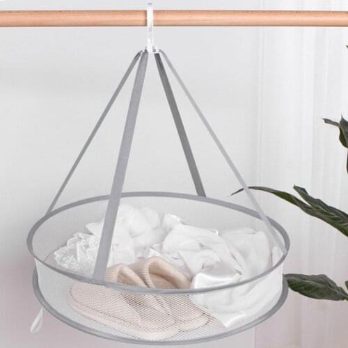 Double-Layer Clothes Drying Basket Collapsible Windproof Clothes Basket Polyester Breathable Dry Socks Drying Rack Laundry Net