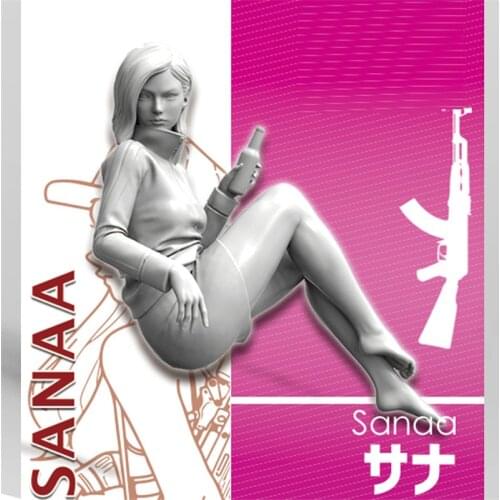 Resin Figure 1/35 Scale Model Kit Sanaa Girl In Action Assembling Model Resin Kit Colorless Self-Assembled Toys 518