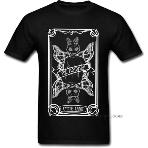 Cryptid Tarot Series T-shirt The Mothman T Shirt Men Unique Summer Clothing Students Tshirt Funky Black Tops Cotton Tees Cool