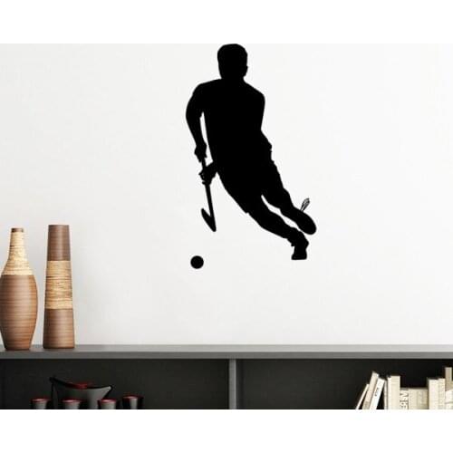 Hockey Sports Running Physical Education Silhouette Removable Wall Sticker Art Decals Mural DIY Wallpaper for Room Decal