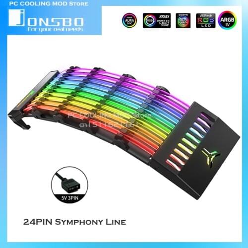 JONSBO PC MOD Water Cooling Rainbow Bridge, RGB Trunking Cover For 24Pin ATX Cable Line, 5V ARGB M/B SYNC Copper Heatsink